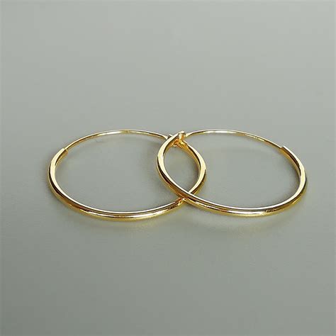 Gold Hoop Earrings 20 Mm Gold Plated Hoops Endless Ear - Etsy