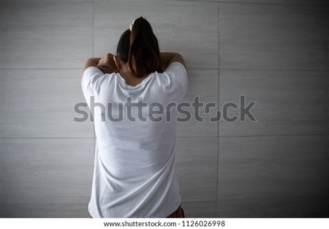 Lonely Sad Woman Facing Wall Cry Stock Photo Edit Now 1126026998