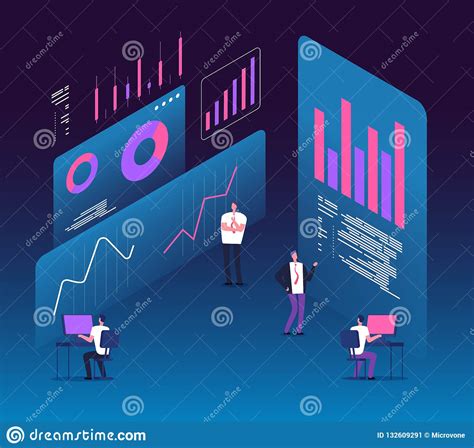Investment Strategy Isometric Concept People With Analytics Data