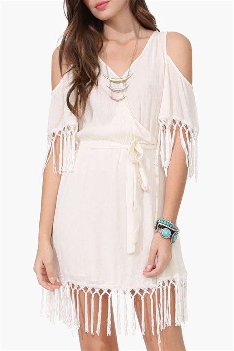 33 Off 2021 Solid Color Tassel Splicing Short Sleeve Dress In White