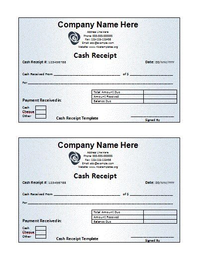 Blank Receipt Templates 9 Free Printable Word Excel And Pdf Formats