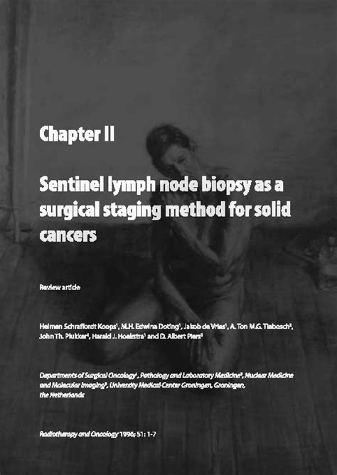Pdf Sentinel Lymph Node Biopsy As A Surgical Staging Method For Solid