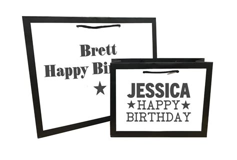 Happy Birthday Personalised White And Black Edge Boutique T Bag With