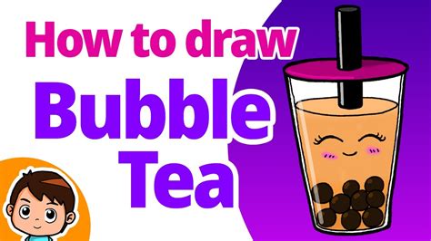 How To Draw Bubble Tea Boba Tea Step By Step Cute And Easy Youtube