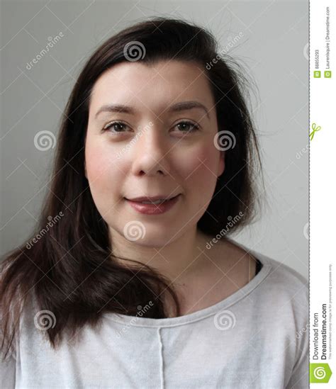 Young Brunette Woman With Green Eyes And Natural Beauty Portrait Stock