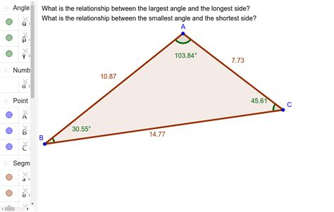 Sideangle Relationships In A Triangle Geogebra