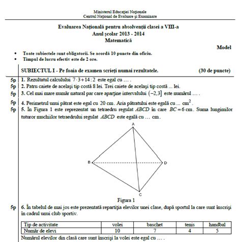 Evaluare Nationala Matematica Clasa A Viii A 2013 2014 Model 2