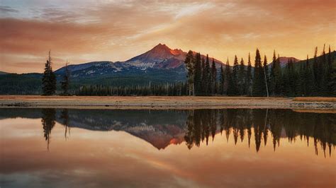 1033859 Trees Landscape Forest Mountains Sunset Night Lake