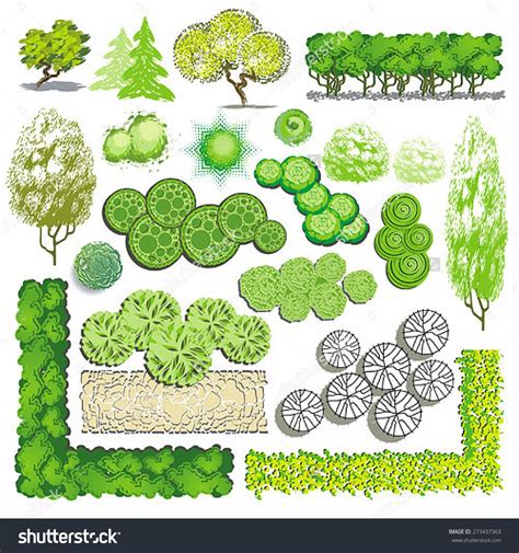Trees And Bush Item For Landscape Design Vector Icon Landscape
