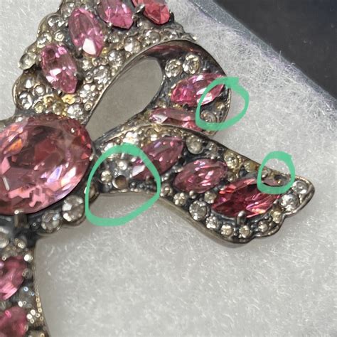 Vtg Eisenberg Original Sterling Bow Brooch Pink Rhinestone Crystal Pin