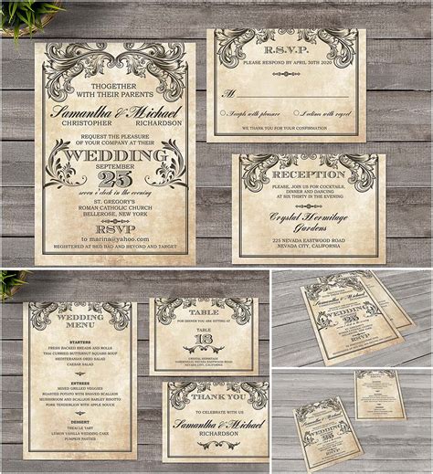 Vintage Wedding Invitation Victorian Style Free Download