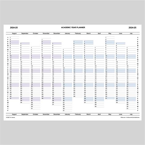 Academic Year Planner 2024 25 Printable A4 Or A3 Infozio