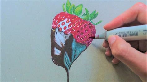 photorealistic drawing of a strawberry with chocolate youtube