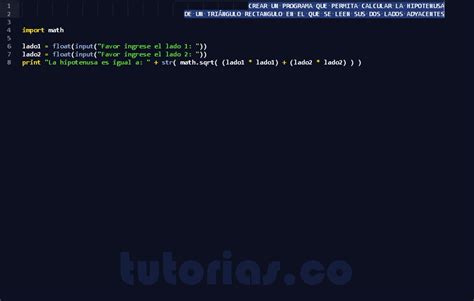 Operadores Python Calculo De La Hipotenusa
