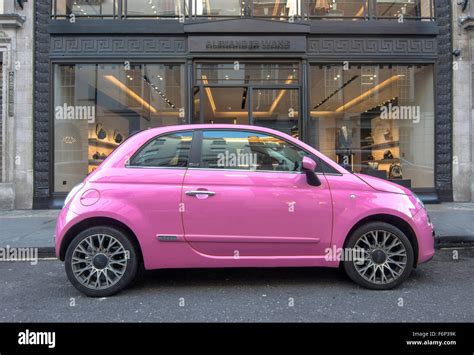 Fiat 500 Pink Car Pink Fiat 500 Bond Street London Stock Photo Alamy