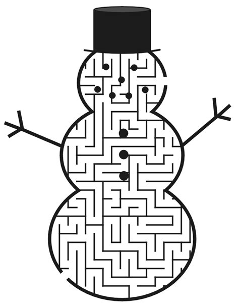 6 Christmas Mazes Snowman