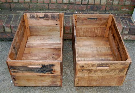Wooden Crates Large Rolling Reclaimed Wood Set Of Two