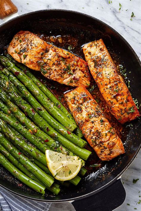 Check spelling or type a new query. Garlic Butter Salmon with Lemon Asparagus Skillet | Health ...