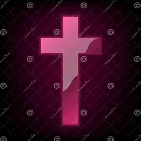 Neon Glowing Christian Cross Vector Illustration Stock Illustration