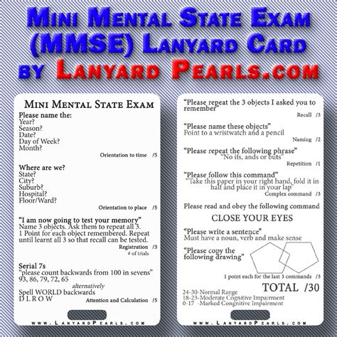 Mini Mental State Exam Mmse Lanyard Card