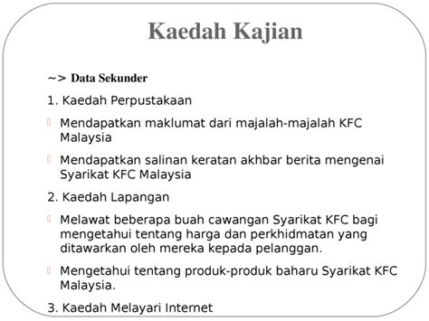 Analisis campuran pemasaran yang diamalkan oleh syarikat kentucky fried chicken malaysia nama calon : Contoh Presentation PBS Pengajian Perniagaan Tingkatan 6 ...