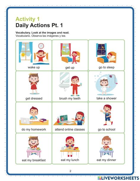 Daily Actions Daily Routines Daily Activities Online Worksheet For