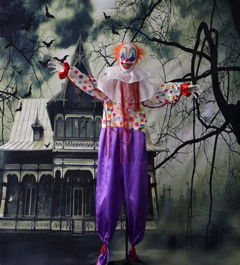 haunted hill farm hhclown 1fla life size animated scary talking clown prop w flashing red eyes