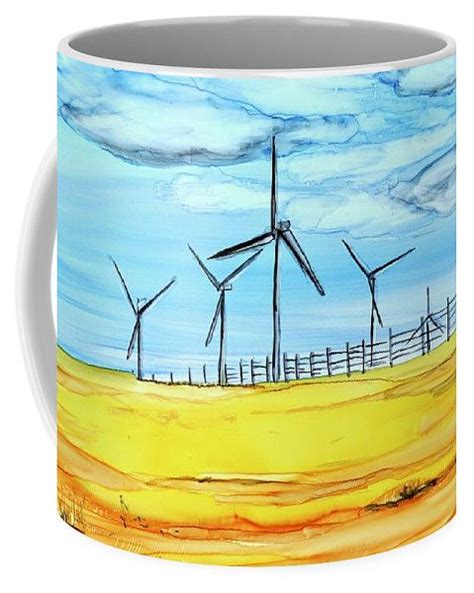 Wind Farm Horizontal Coffee Mug By Patty Donoghue Wind Farm Colorful