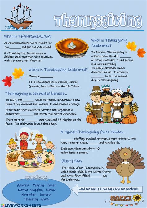 Esl Thanksgiving Worksheet