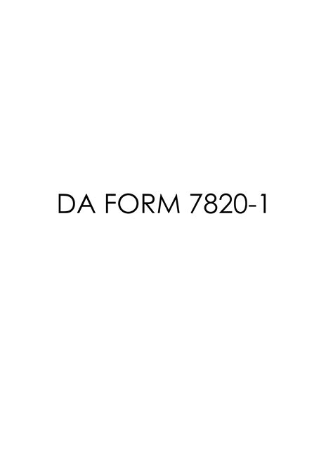 Download Fillable Da Form 7820 1