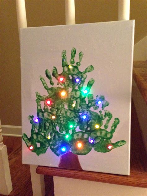 Handprint Christmas Tree With Lights Just Needs A Star On Top It Was