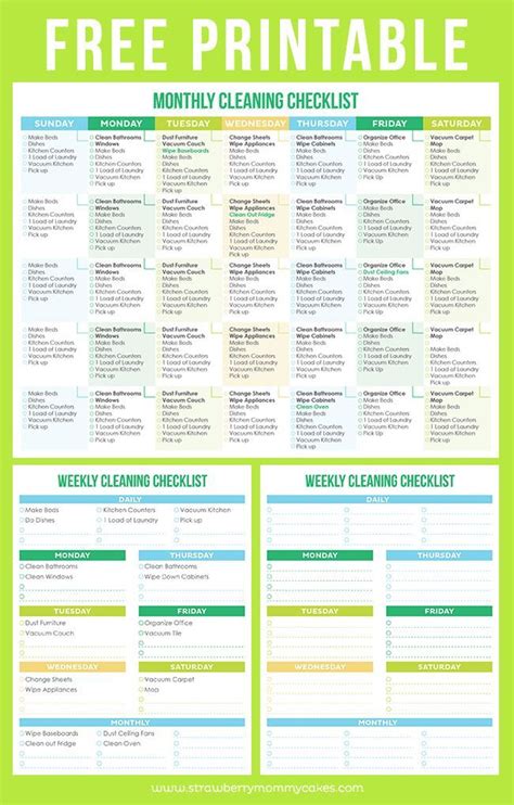 List each fridge/freezer in the kitchen. Maintain a Clean Home Printable Cleaning Schedule ...
