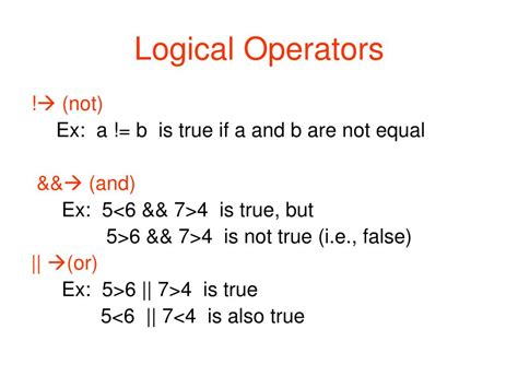 Ppt Unary Binary Logical Operations Explicit Type Conversion