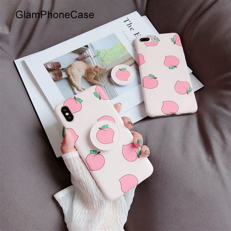 Glamphonecase Newest Cute Pink Peach Phone Case For Iphone X 8 8plus 7