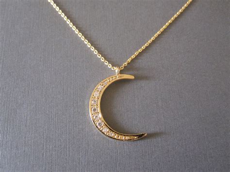 Sparkly Gold Crescent Necklace By Beasjewels On Etsy 1500 Crescent