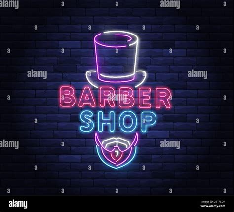 Illuminated Neon Barber Shop Design Stock Vector Image Art Alamy