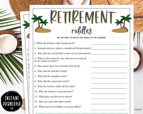 Retirement Party Games Retirement Riddles Game Fun Etsy