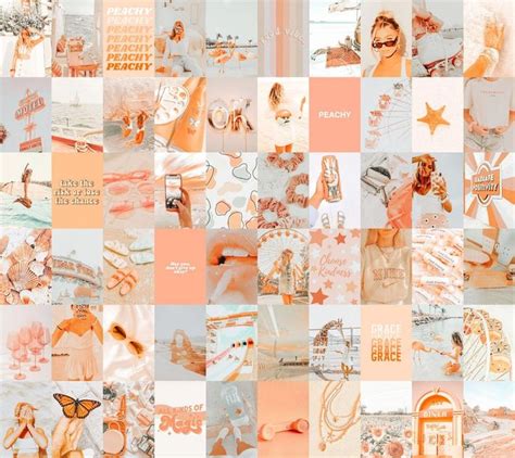 Peach Aesthetic Wall Collage Light Colors Wall Collage Kit Soft Peach