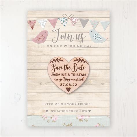Lovebirds Save The Date Wooden Heart Magnets Sarah Wants Stationery