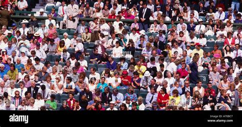 Crowd At Centre Court Wimbledon Tennis Club London England Stock Photo