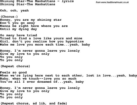 Love Song Lyrics Forshining Star The Manhattans