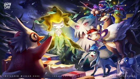 pokemon christmas jirachi and pikachu by logancure on deviantart