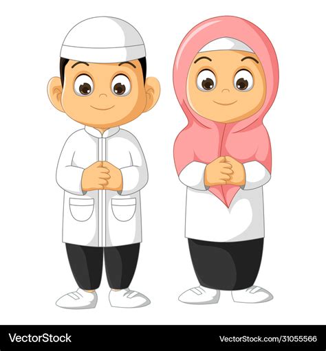 Muslim Couple People Cartoon Isolated Royalty Free Vector