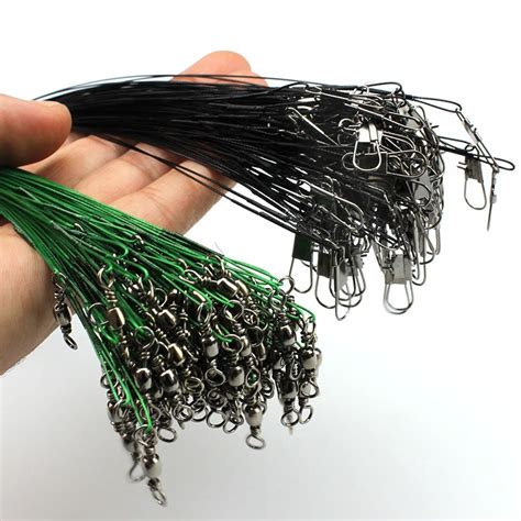 30 Pcsbag Fishing Line Steel Wire Leader With Swivel Fishing Accessory