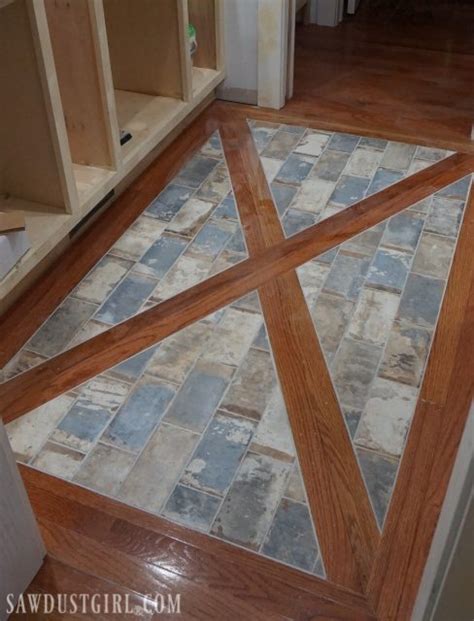 How To Install A Wood Floor With Tile Inlay Sawdust Girl