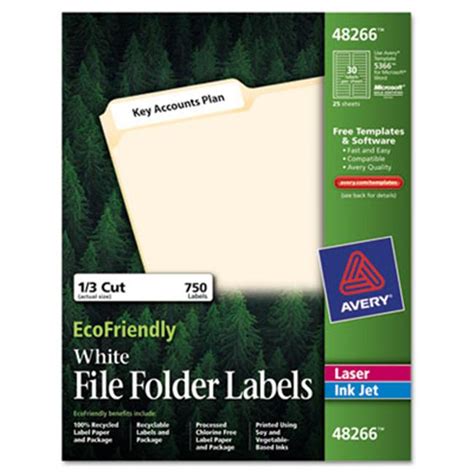 Avery 48266 Ecofriendly Labels 23 X 3 716 White 750pack Labels