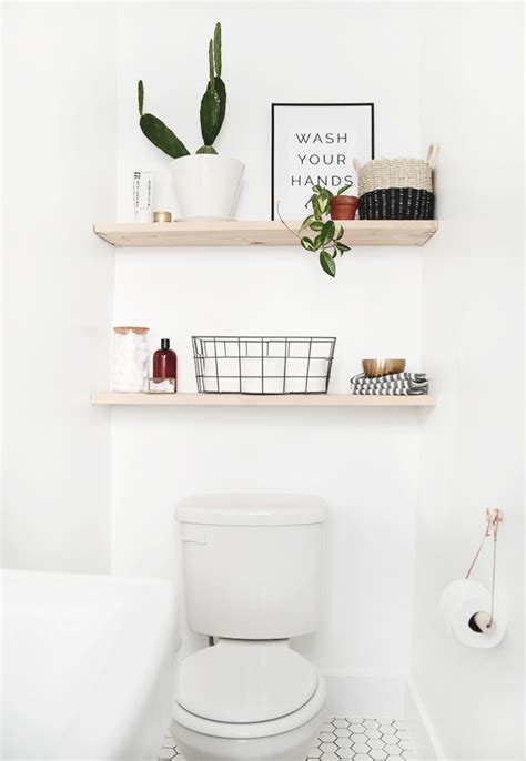 Below, find more ideas to maximize your storage using wall space! DIY Bathroom Shelves - The Merrythought