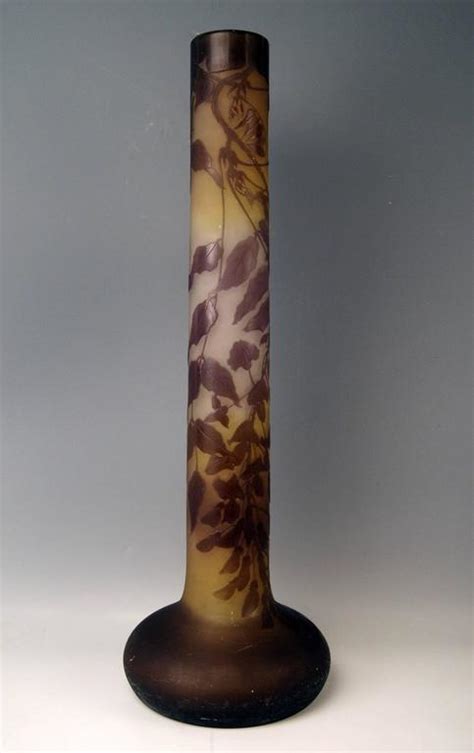 Galle Nancy Huge Art Nouveau Stalky Vase Wysteria Ca 1904 Height29