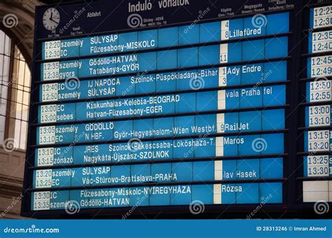 Train Departures Schedule Timetable In Budapest Hungary Stock Photo