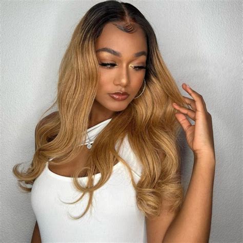 Ombre 1B 27 Honey Blonde Color Body Wave Lace Front Wigs Tinashehair